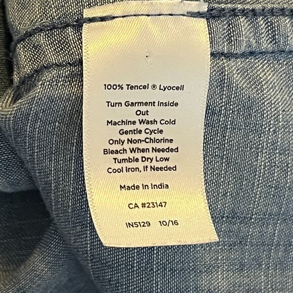 Talbots Blue Chambray Peasant Blouse Womens Small Long Sleeve Boho Top - Picture 4 of 9